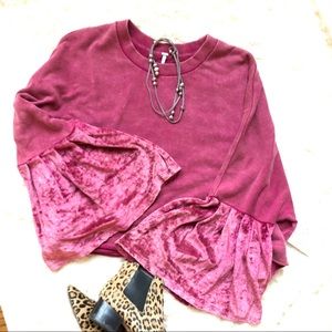 NWT Free People velvet bell sleeve top sz XS